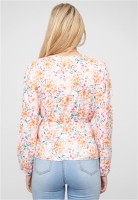 V-Neck Schchenbluse m. Blumen Print in Wickeloptik Cloud5ive