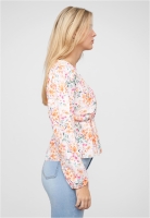 V-Neck Schchenbluse m. Blumen Print in Wickeloptik Cloud5ive