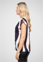 Top V-Neck mit Hkelbordre und Wellen Print Cloud5ive