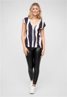 Top V-Neck mit Hkelbordre und Wellen Print Cloud5ive