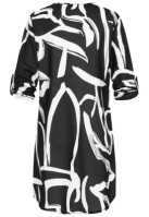 Cloud5ive Damen Kleid mit Turn-Up-?rmeln und V-Neck All Over Grafik Print