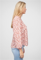 V-Neck Bluse mit Rschendetails und Blumen Print Cloud5ive