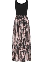 2-Tone Kleid mit Bindegrtel und Abstrakt Print Cloud5ive