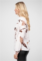 Langarm Bluse mit Knopfleiste und All Over Abstrakt Print Cloud5ive