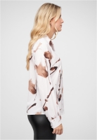 Langarm Bluse mit Knopfleiste und All Over Abstrakt Print Cloud5ive