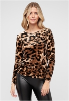 Camasa urban Langarm Samt Longsleeve mit Leo Print