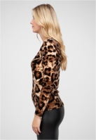 Camasa urban Langarm Samt Longsleeve mit Leo Print