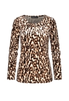 Camasa urban Langarm Samt Longsleeve mit Leo Print