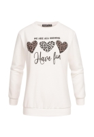 Pullover Sweater mit Have Fun und Leo-Print Herzen Cloud5ive