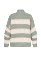 Strick-Sweater Pullover mit High-Neck und Streifen-Muster Cloud5ive