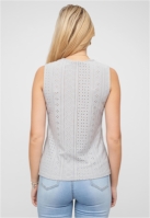 Top mit Lochmuster und V-Neck