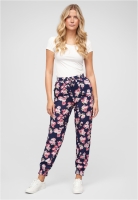 Viskose Hose mit Bndchen 2-Pockets Blumen Print Cloud5ive