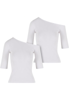 Tricou Organic Asymmetric Rib 2-Pack dama Urban Classics