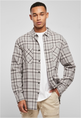 Camasa urban Long Oversized Grey Check Urban Classics