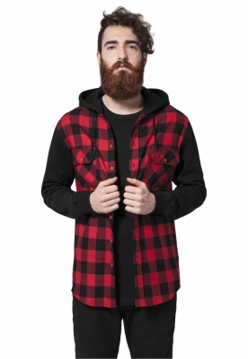 Camasa urban Hooded Checked Flanell Sweat Sleeve Urban Classics