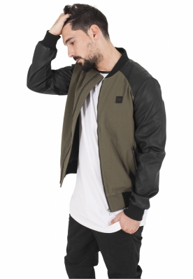 Geaca Cotton Bomber piele Imitation Sleeve Urban Classics