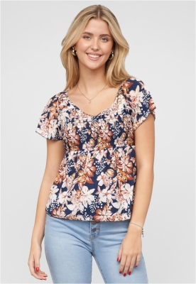 Top Peplum Schchen mit Floralem Print