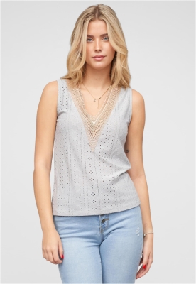 Top mit Lochmuster und V-Neck