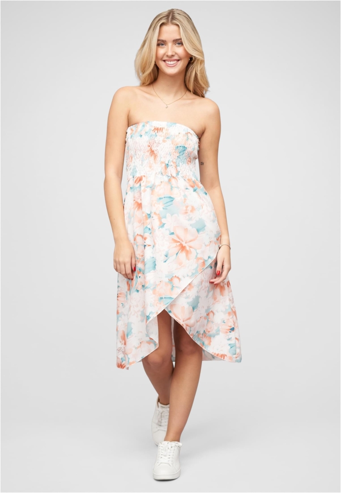 Bandeau Kleid in Wrap Look und AOP Blumen Print Cloud5ive