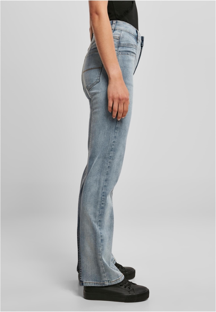 Pantaloni talie inalta Straight Slit Denim dama Urban Classics