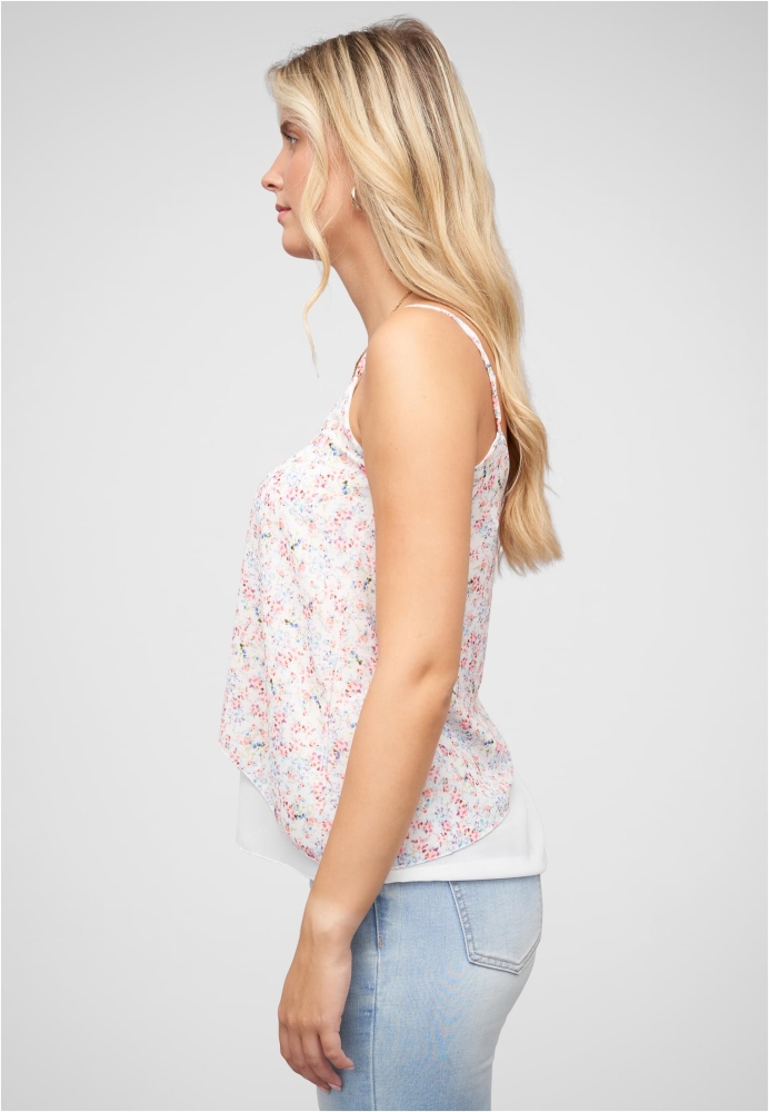 Top Chiffon 2-lagig V-Neck Blumen Print Cloud5ive