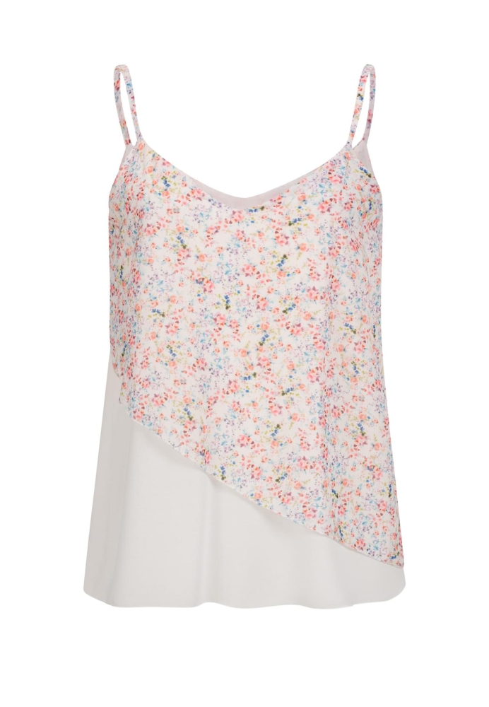 Top Chiffon 2-lagig V-Neck Blumen Print Cloud5ive