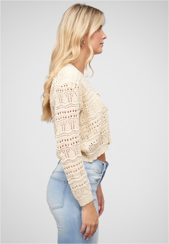 Pulover cardigan mit Lochstrickmuster