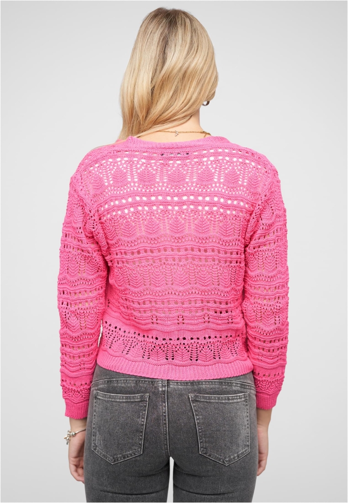 Pulover cardigan mit Lochstrickmuster