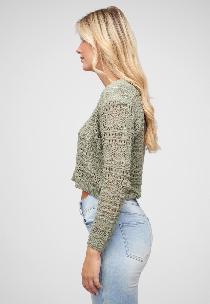 Pulover cardigan mit Lochstrickmuster