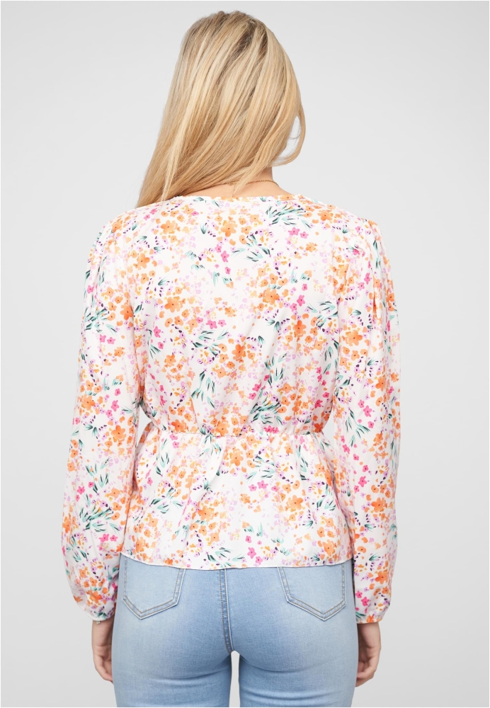 V-Neck Schchenbluse m. Blumen Print in Wickeloptik Cloud5ive