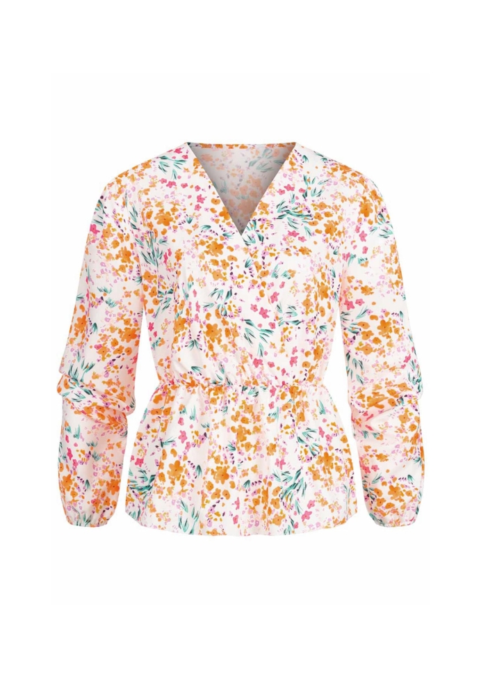 V-Neck Schchenbluse m. Blumen Print in Wickeloptik Cloud5ive