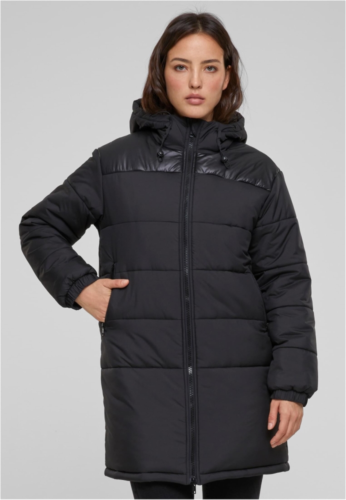 Hooded Mixed Puffer Coat dama Urban Classics