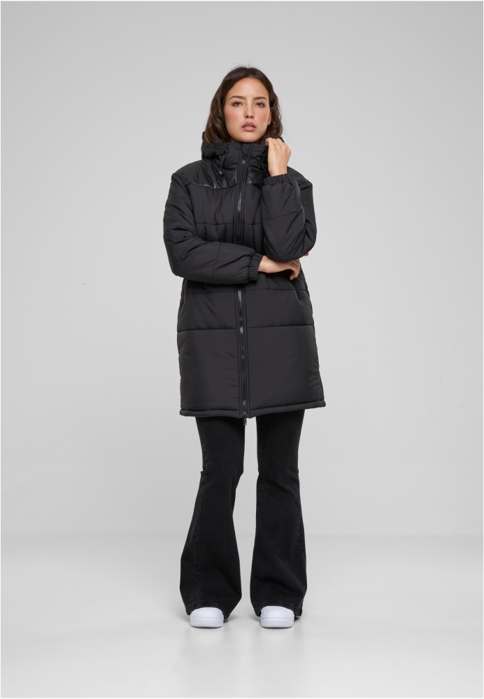 Hooded Mixed Puffer Coat dama Urban Classics