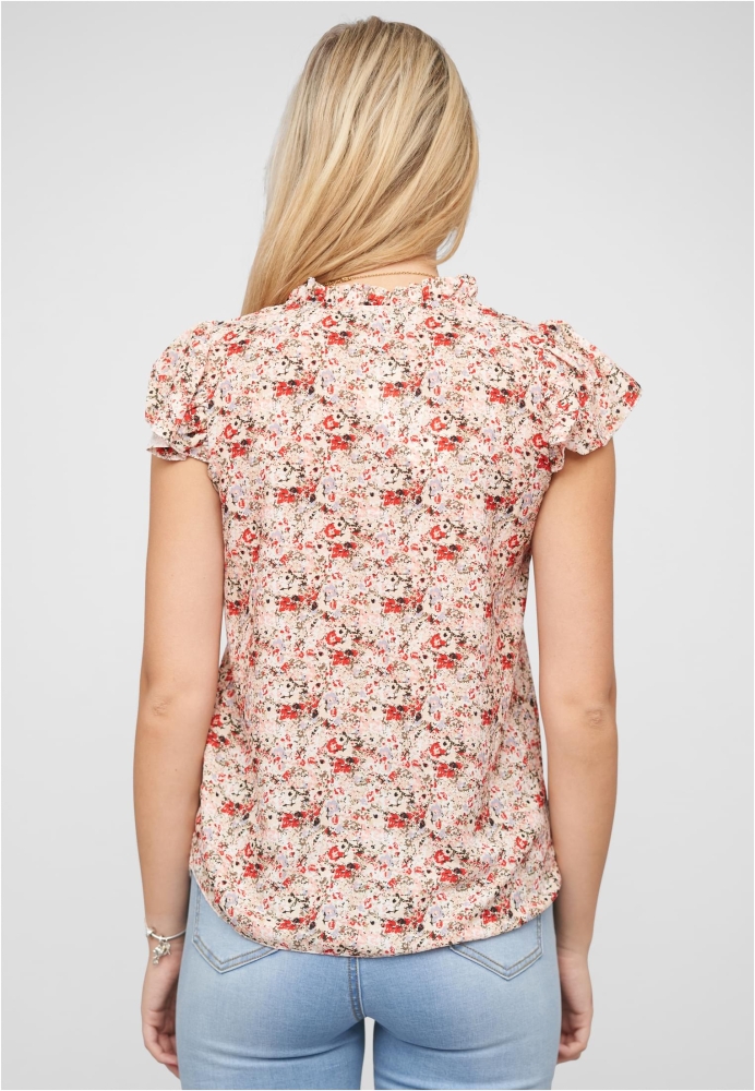 Bluse mit 4er Knopfleiste und Blumen Print Cloud5ive