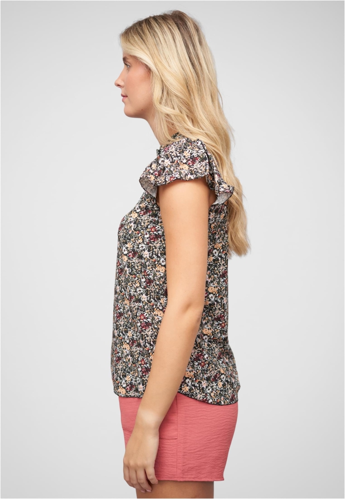 Bluse mit 4er Knopfleiste und Blumen Print Cloud5ive