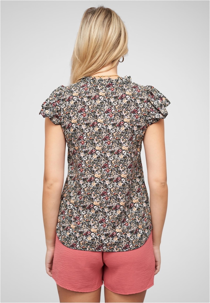 Bluse mit 4er Knopfleiste und Blumen Print Cloud5ive