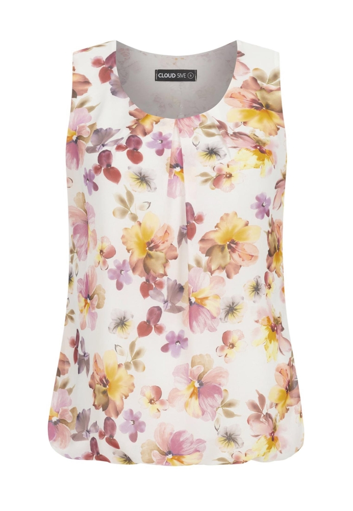 Top Chiffon mit Allover Spitze hinten Floralem Print