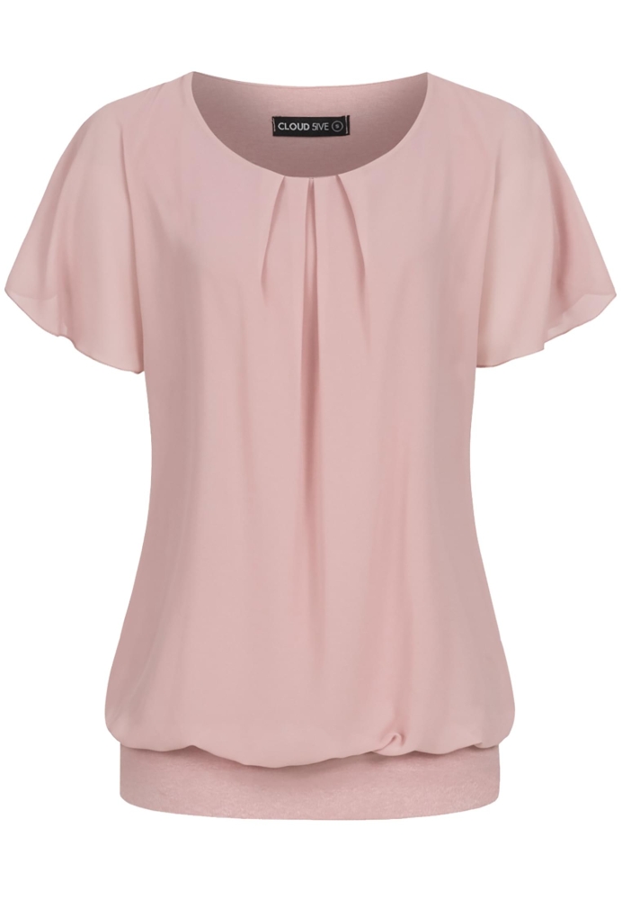 Top Cloud5ive Damen Chiffon 2-lagig mit Fledermausrmeln