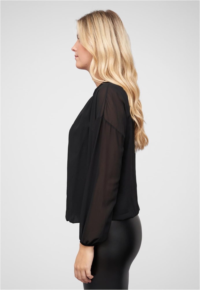 Chiffon Bluse mit Stehkragen und Bindedetail Cloud5ive