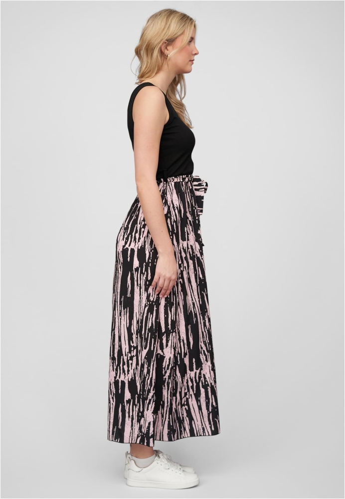 2-Tone Kleid mit Bindegrtel und Abstrakt Print Cloud5ive