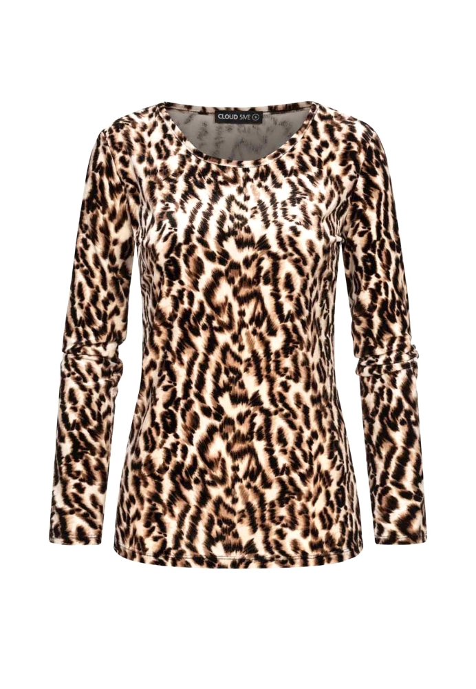 Camasa urban Langarm Samt Longsleeve mit Leo Print