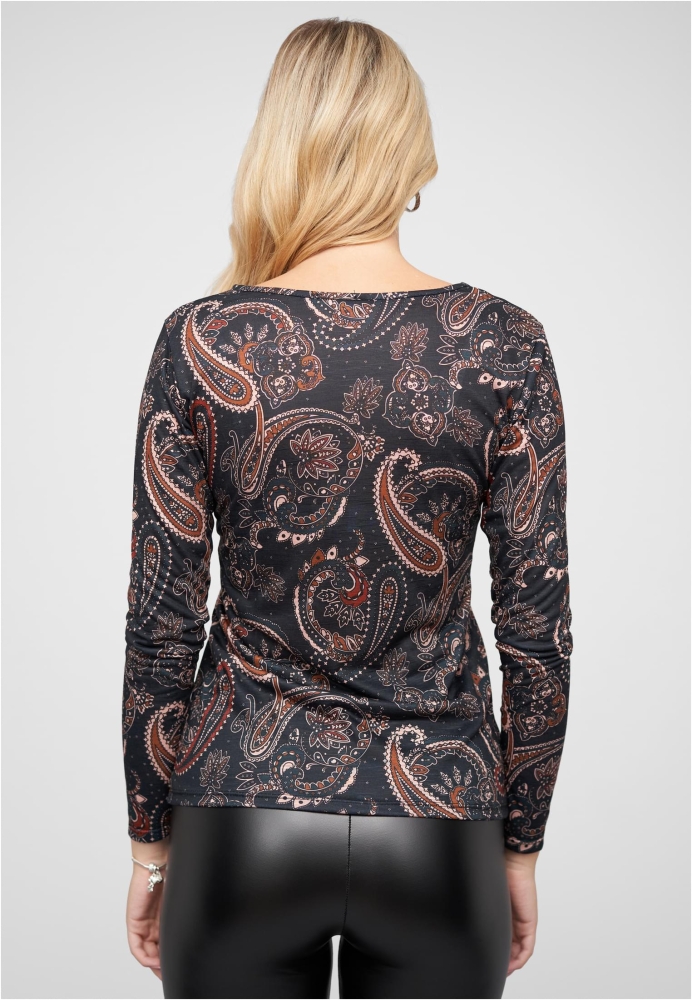 Camasa urban Langarm Longsleeve mit Paisley Print