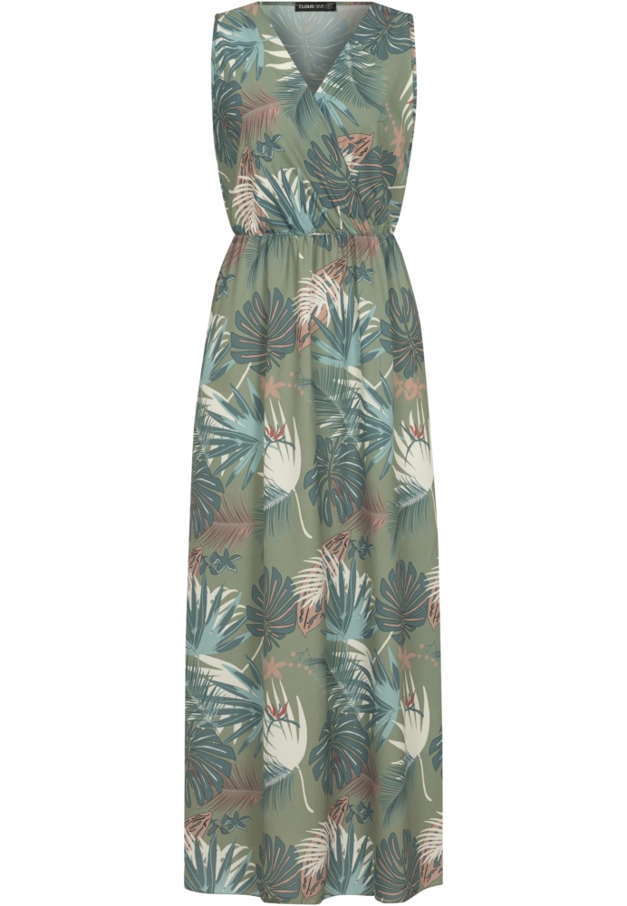 Maxi Kleid in Wickeloptik mit Tropical All Over Print Cloud5ive