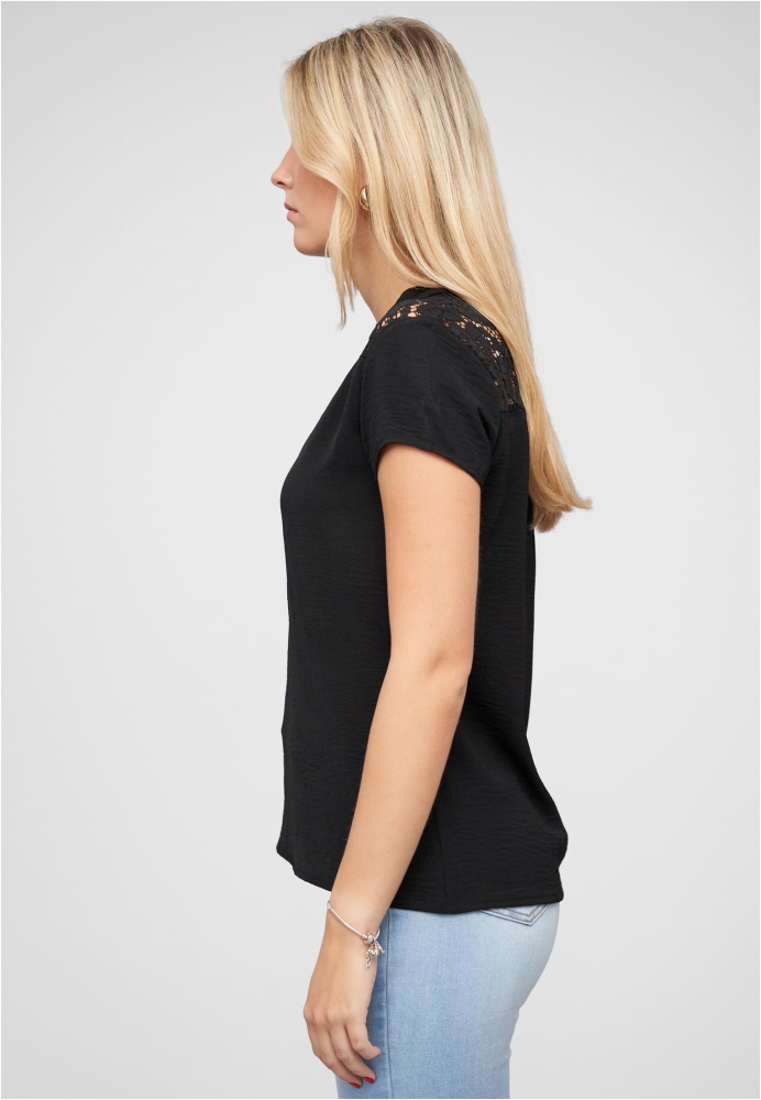 Camasa urban Musselin V-Neck mit Deko Knopfleiste und Spitze Cloud5ive