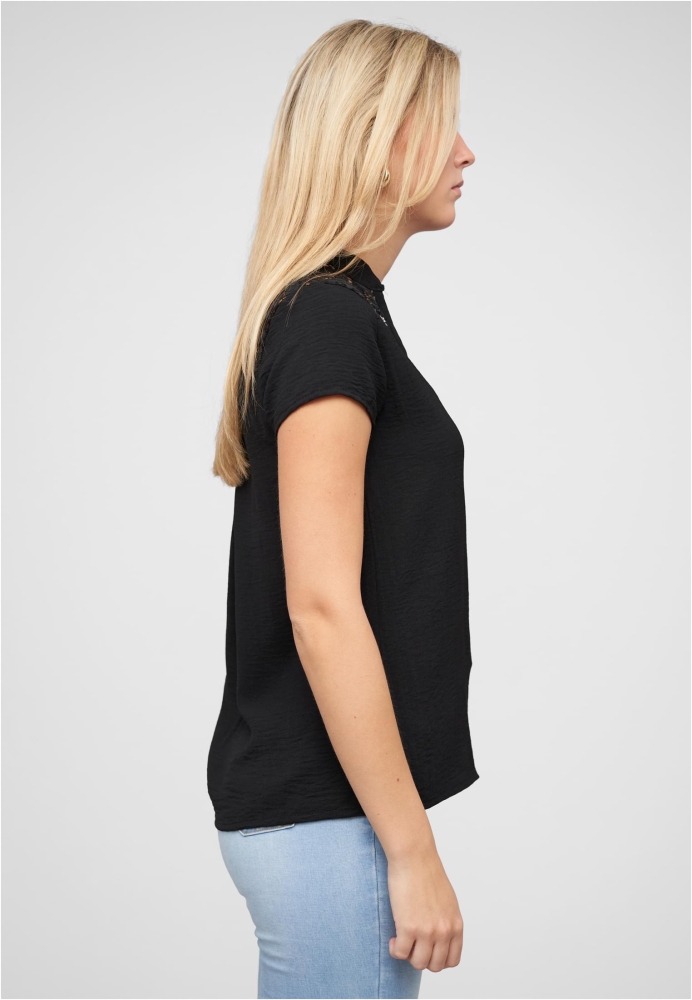 Camasa urban Musselin V-Neck mit Deko Knopfleiste und Spitze Cloud5ive