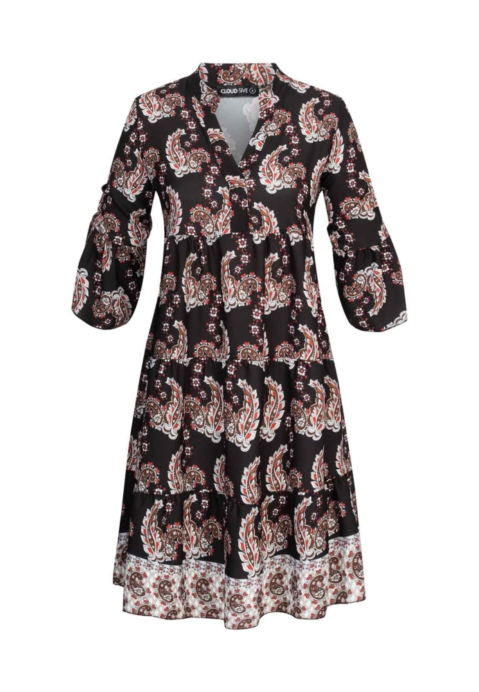 Paisley Kleid mit V-Neck und All Over Print Cloud5ive