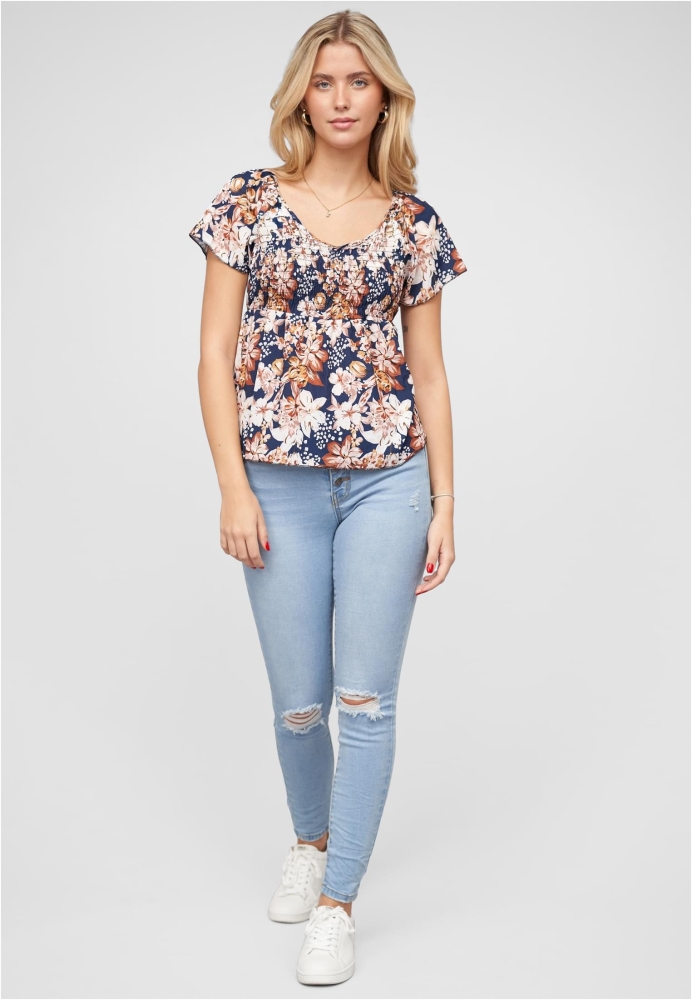 Top Peplum Schchen mit Floralem Print