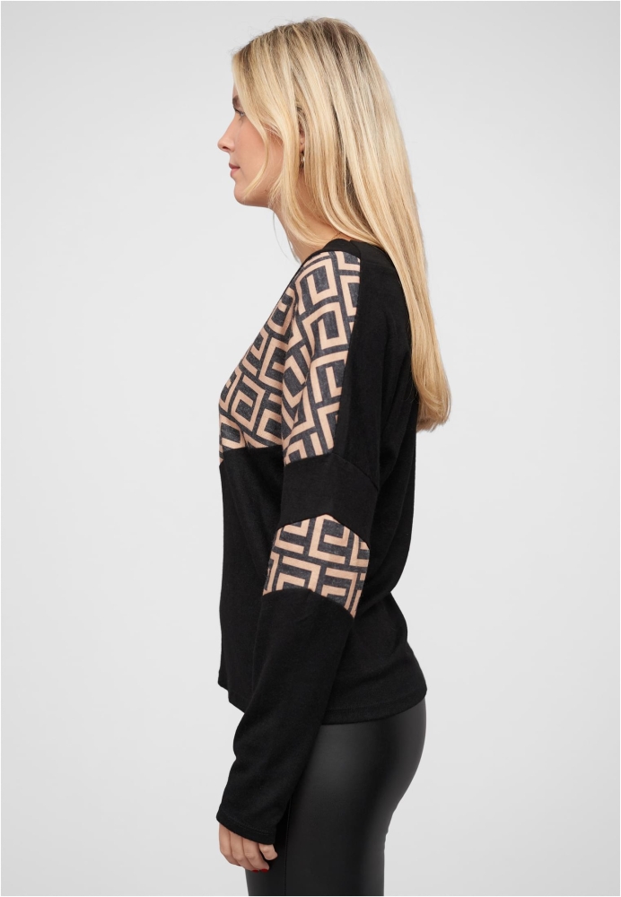 V-Neck Sweater Pullover mit Geo-Print Cloud5ive