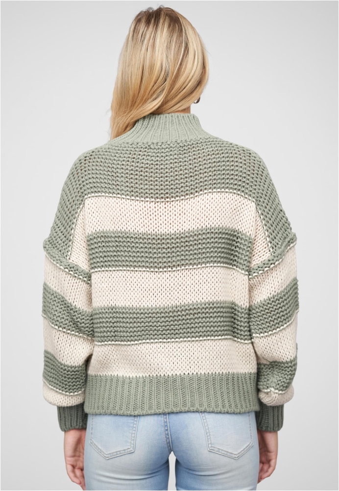 Strick-Sweater Pullover mit High-Neck und Streifen-Muster Cloud5ive