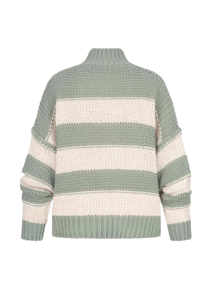 Strick-Sweater Pullover mit High-Neck und Streifen-Muster Cloud5ive